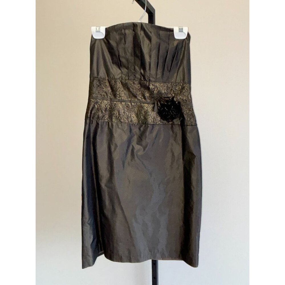 Suzi Chin Pewter Strapless Formal Dress Size 8 #34361